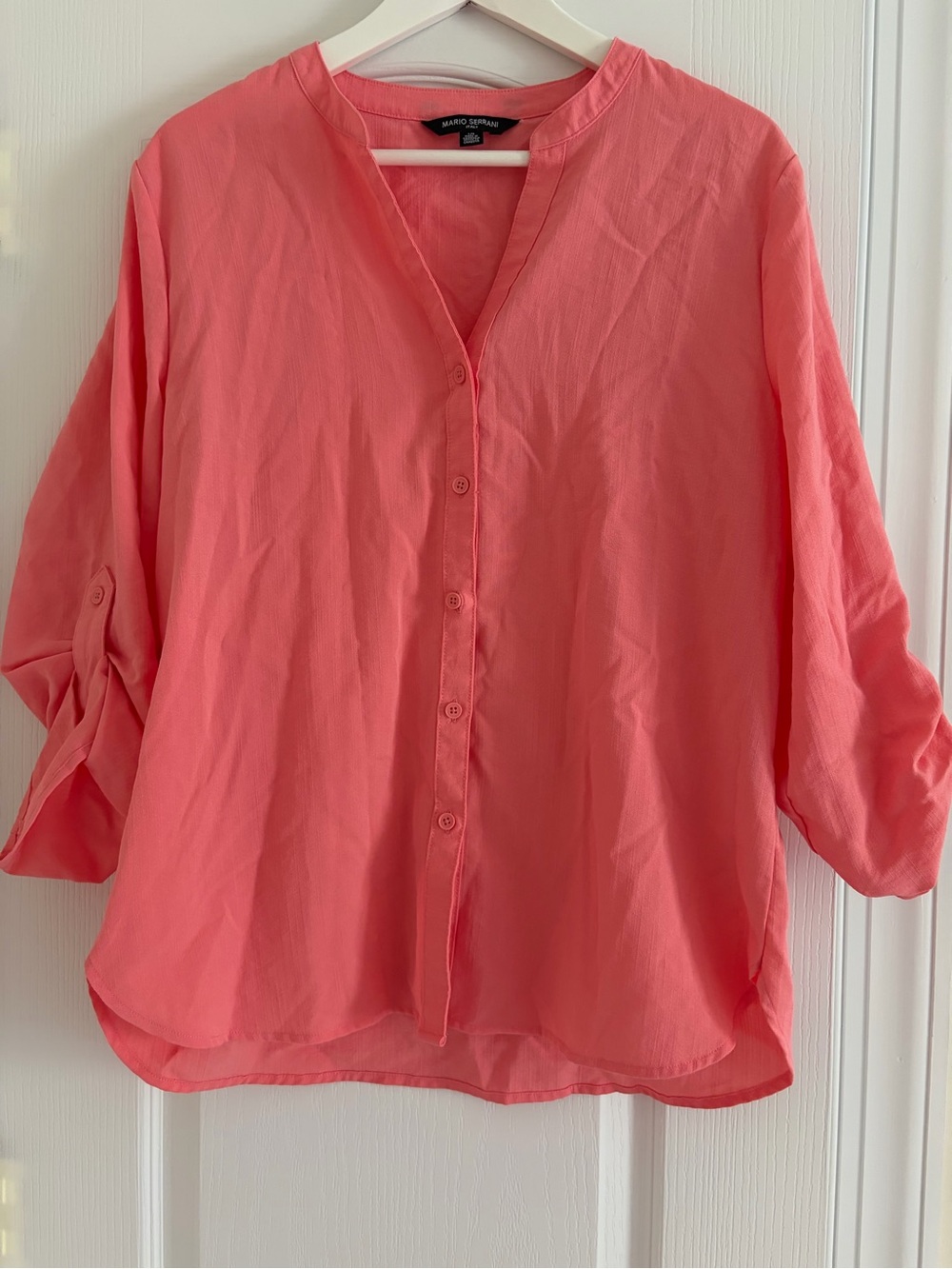 Mario Serrani Coral Button-Front Tunic Blouse